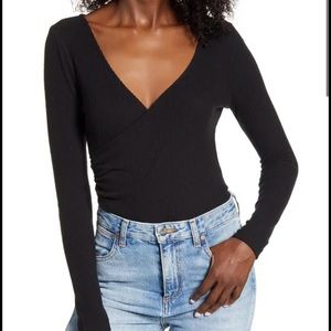 Nordstrom ribbed black wrap bodysuit